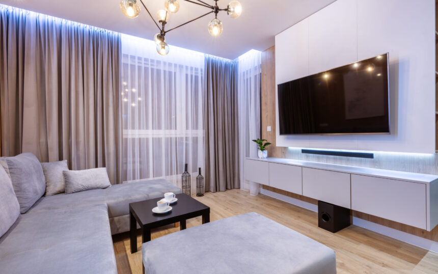 Living room in a small modern apartment. Interior design